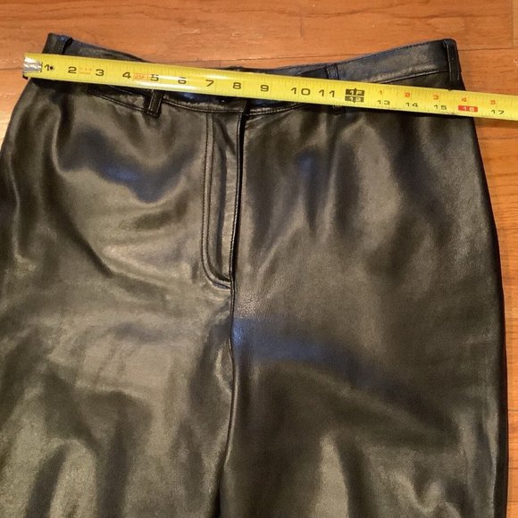 Doncaster Womens 100% Black Leather Pants Lined No Size Tag See Measurements - Picture 6 of 14